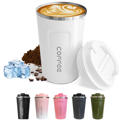 Taza de viaje SPLMIFA de acero inoxidable, aislada, mantiene bebidas calientes por horas.