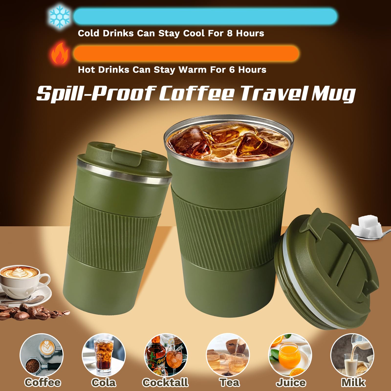 Taza SPLMIFA 510ml aislada, mantiene bebidas calientes o frías por más tiempo