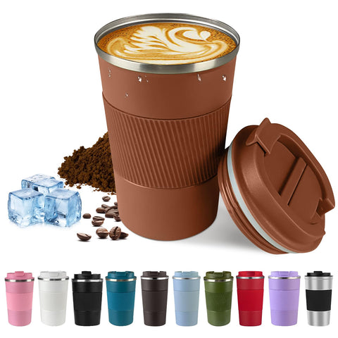 La taza SPLMIFA viaje aislada en acero inoxidable mantiene el café caliente por horas.
