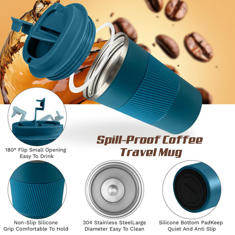 SPLMIFA Taza de viaje aislada boca amplia facilita añadir hielo y limpiar