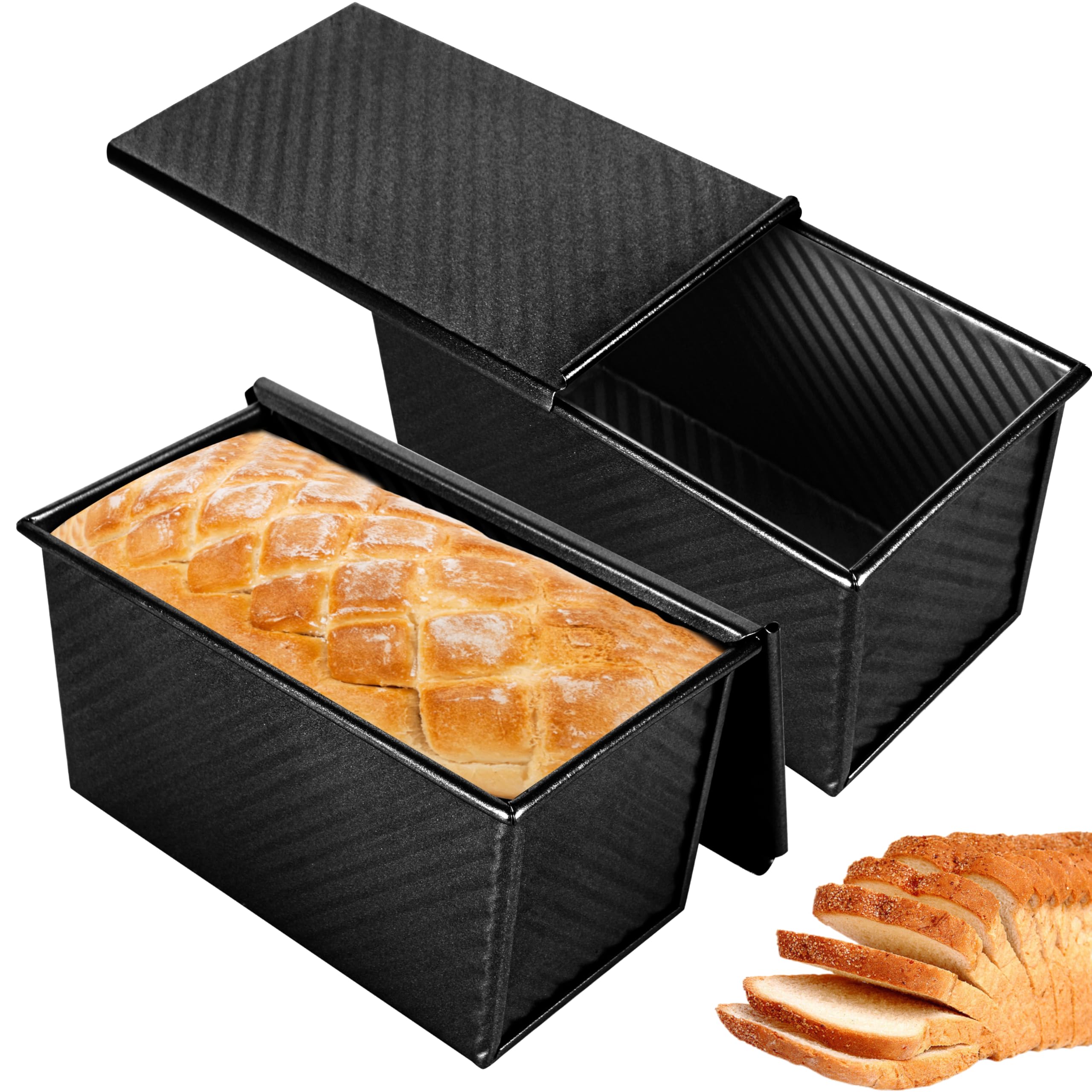Spmarkt pan de molde Pullman 1lb con tapa, ideal para pan casero uniforme.