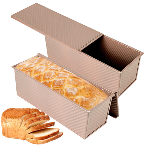 Spmarkt Pan Pullman dorado 2.2lb con tapa para hornear pan en casa