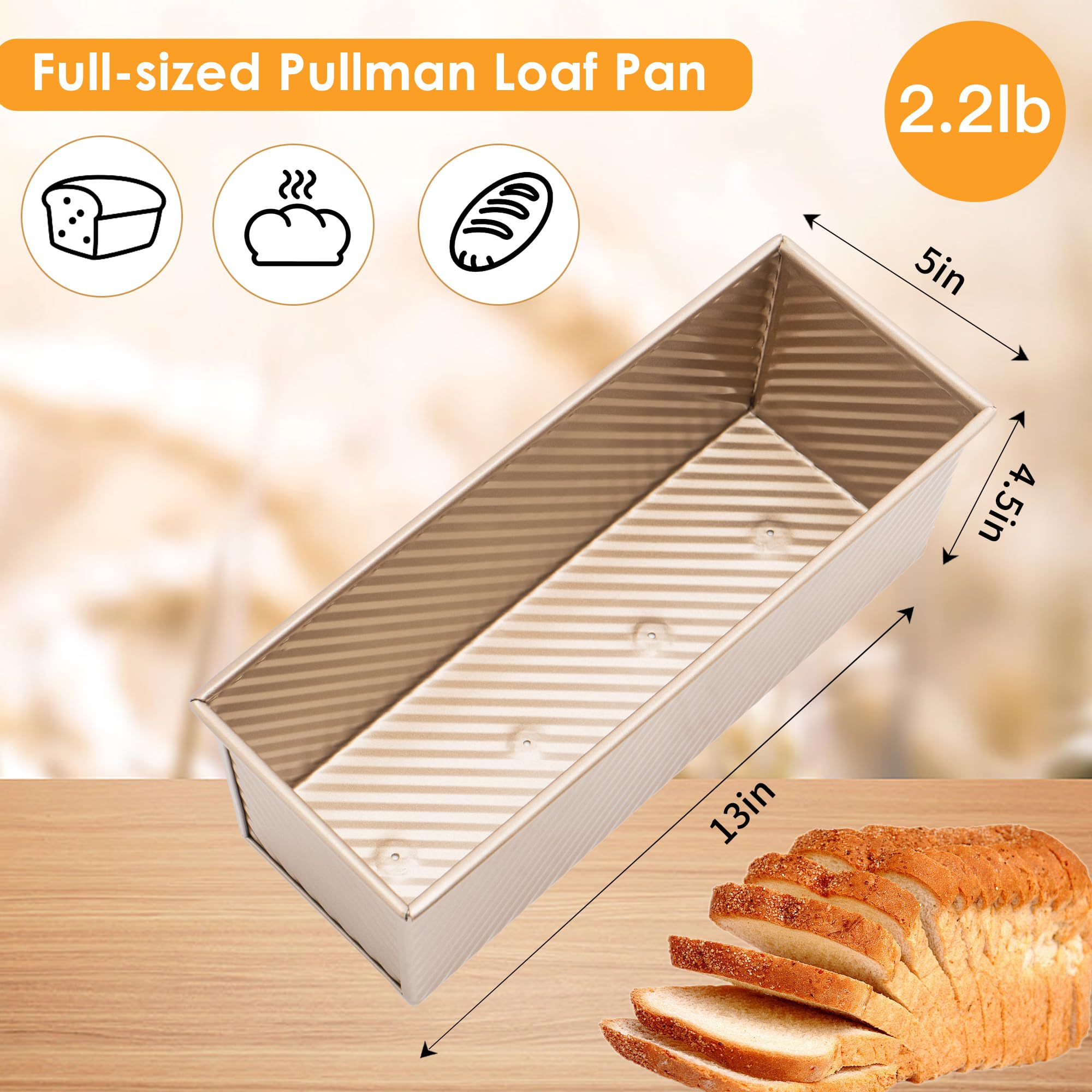 Spmarkt Pan Pullman dorado perfecto para recetas grandes de pan casero