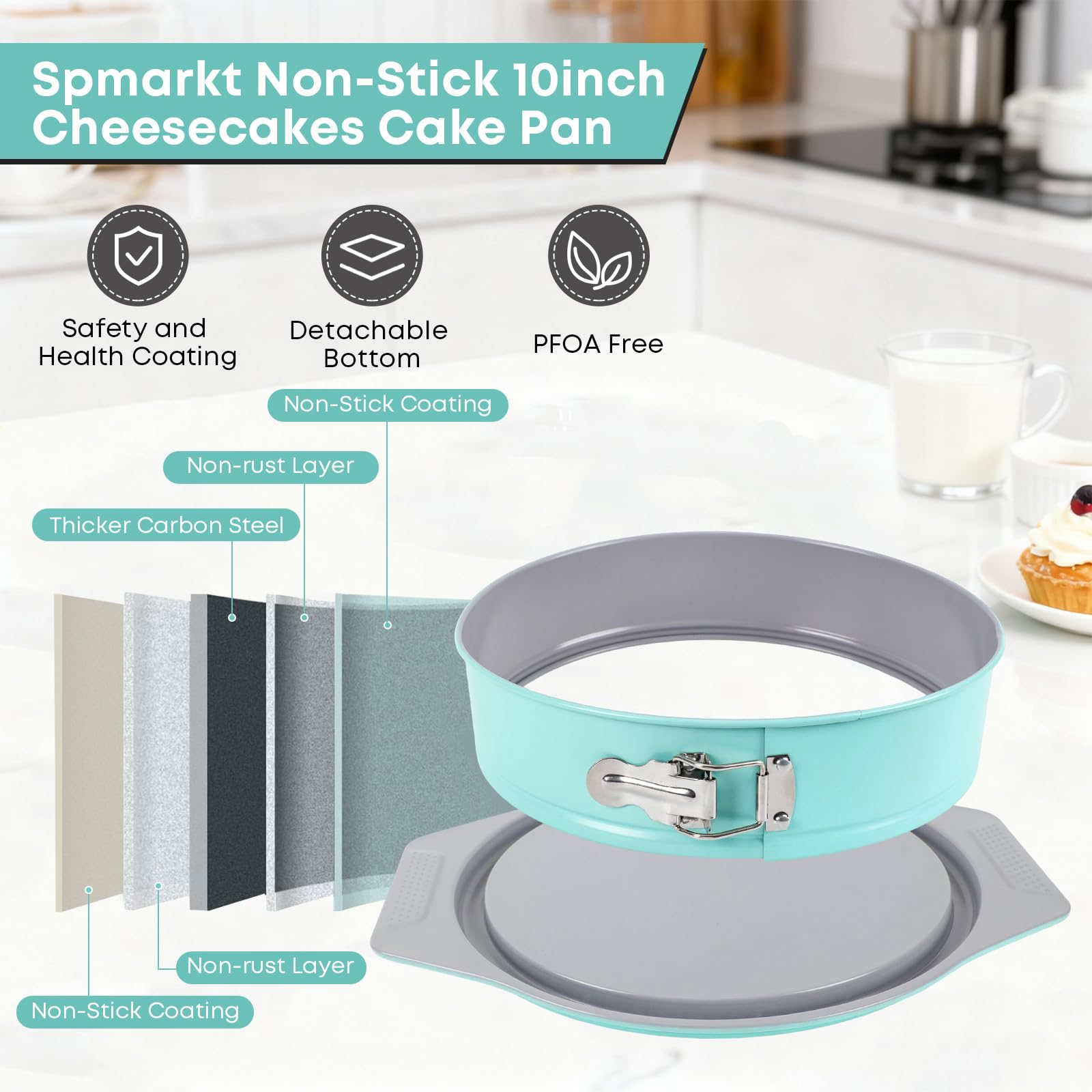 Spmarkt Pan de Tarta 10 Pulgadas ideal para cheesecake y mousse.
