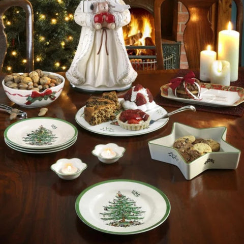 Spode Árbol de Navidad vajilla apta para lavavajillas, limpieza rápida.