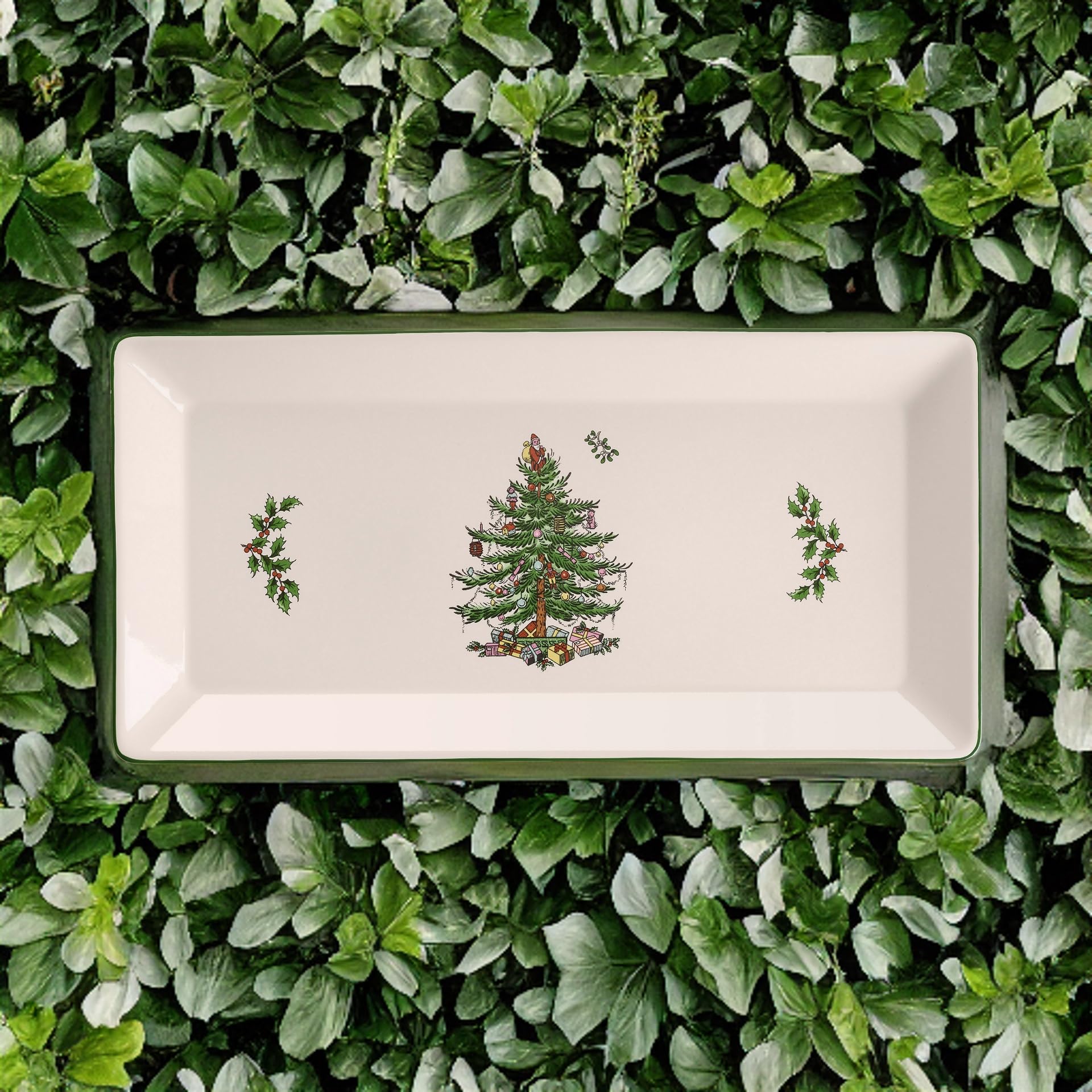 Bandeja Spode para aperitivos con motivos navideños, ideal para tapas y entrantes.