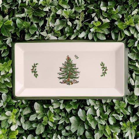 Bandeja Spode para aperitivos con motivos navideños, ideal para tapas y entrantes.