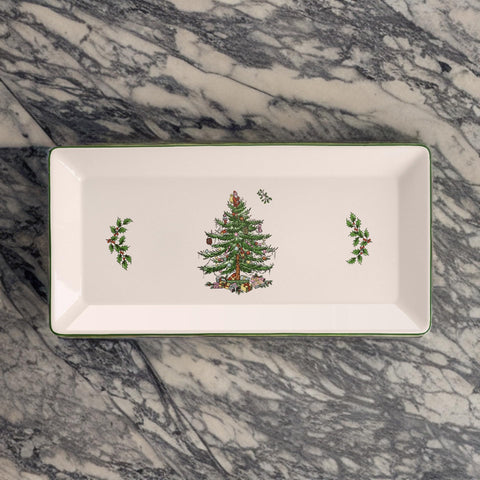 Bandeja Spode para postres con motivo navideño, perfecta para dulces de temporada.