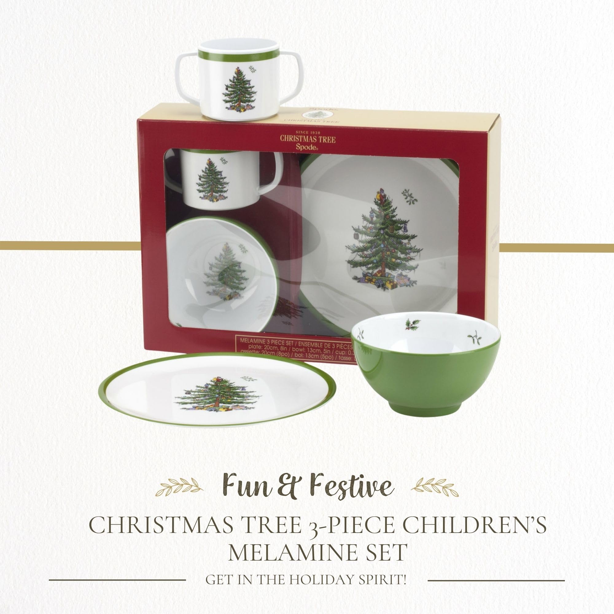 Spode Christmas Tree cuenco de 12 cm, ligero y práctico para fiestas.