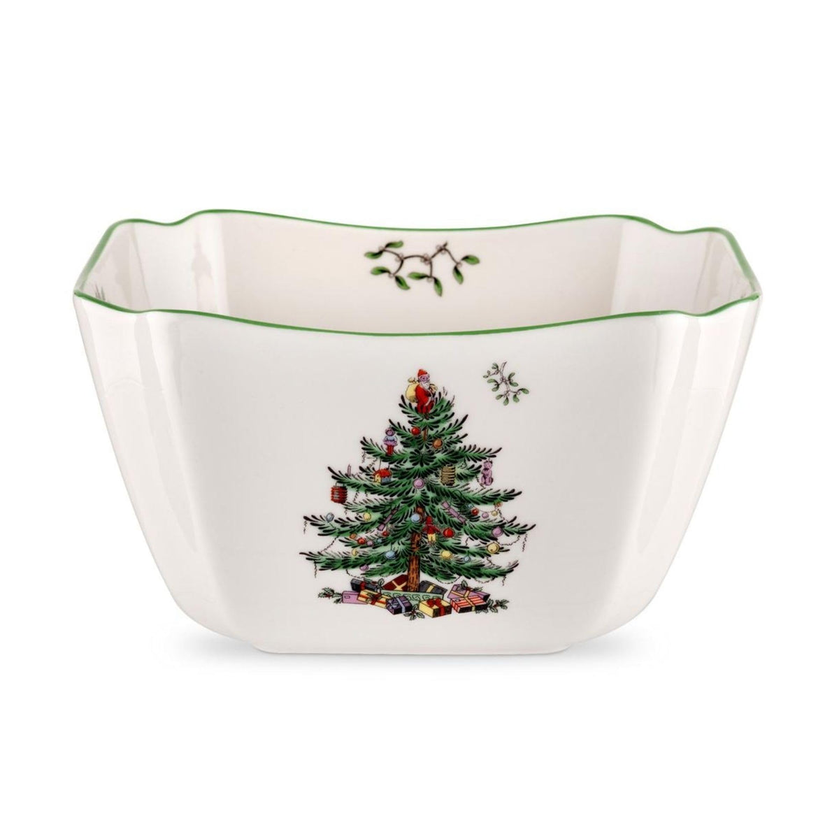 Spode cuenco cuadrado navideño para servir frutos secos con elegancia