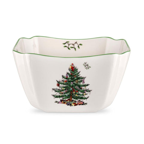 Spode cuenco cuadrado navideño para servir frutos secos con elegancia