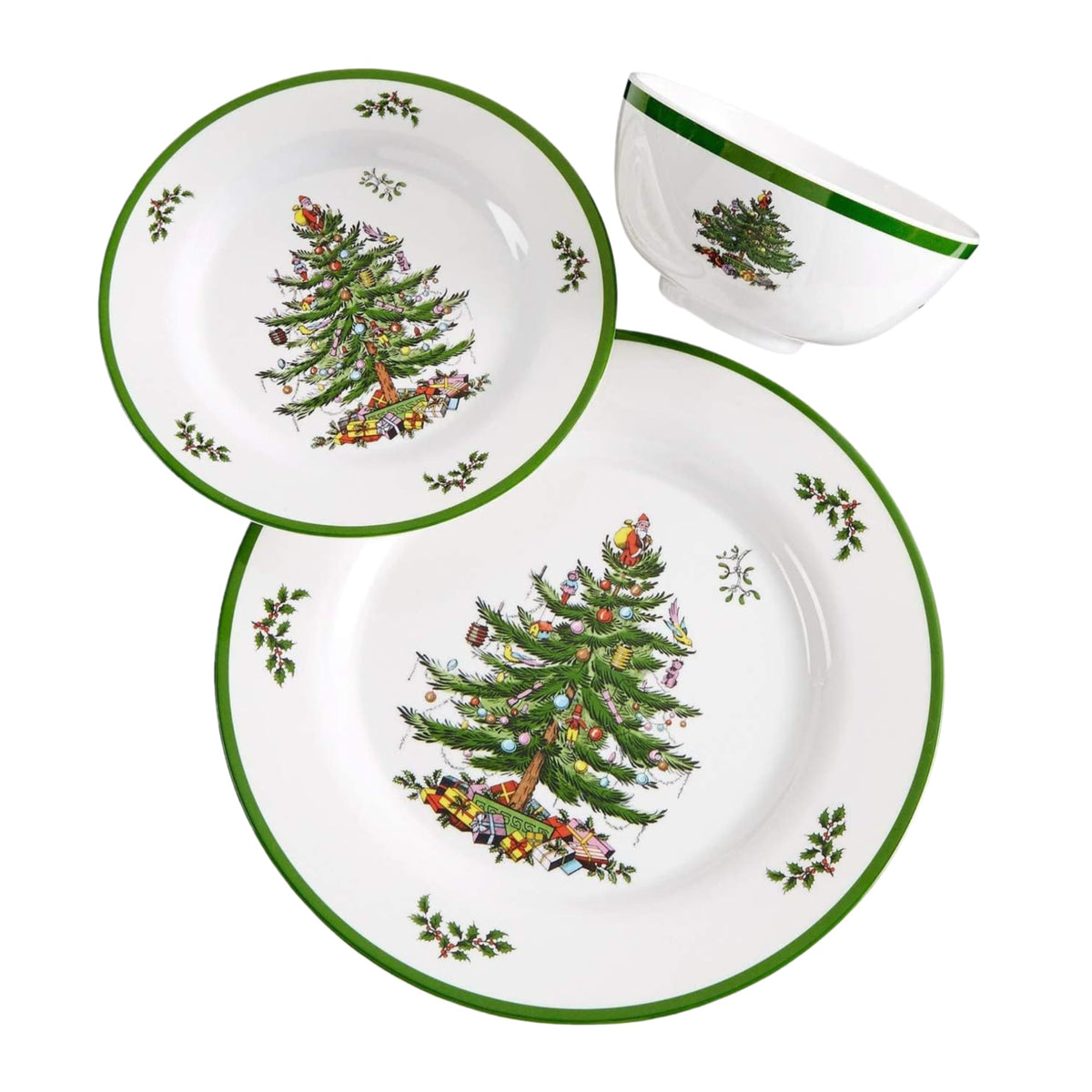 Spode Árbol de Navidad plato de cena 11 pulgadas, ideal para comidas festivas y duraderas.