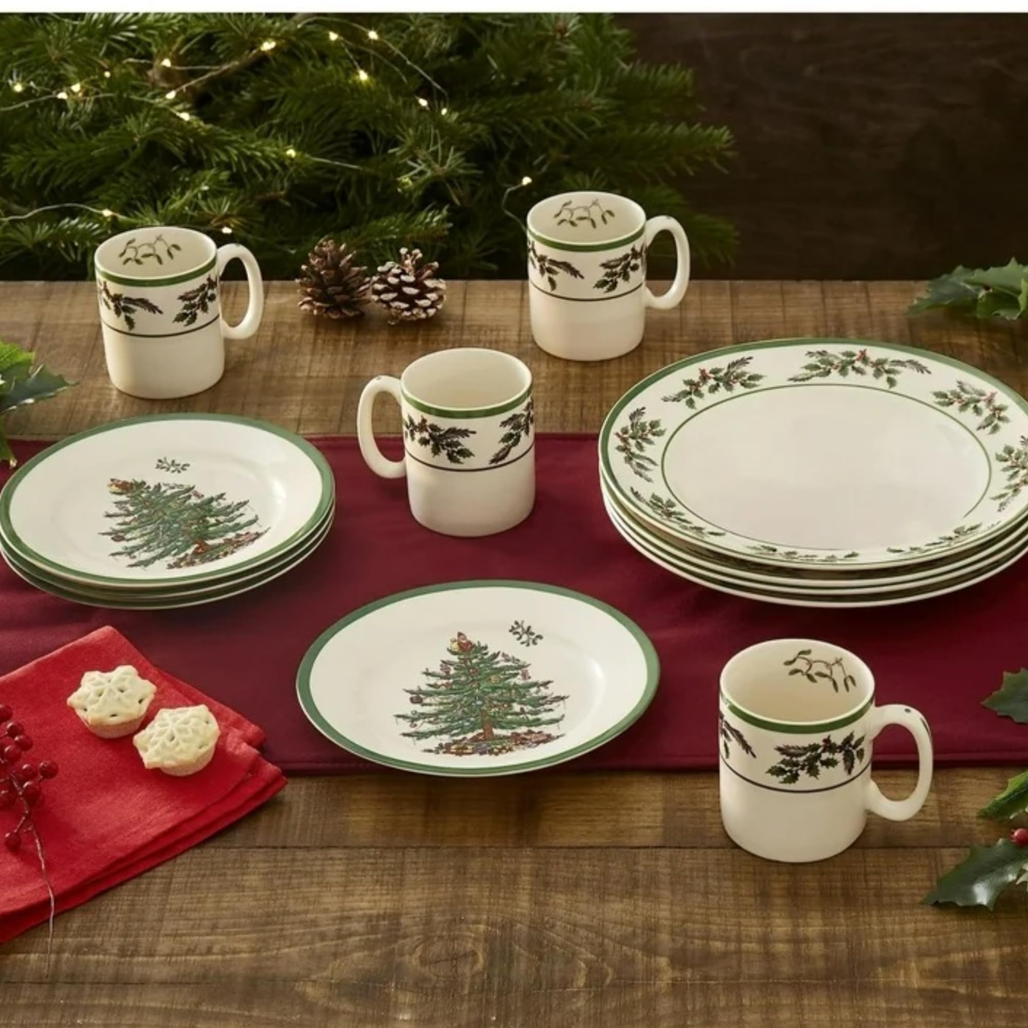 Spode Árbol de Navidad plato de ensalada 8 pulgadas, ideal para porciones frescas.