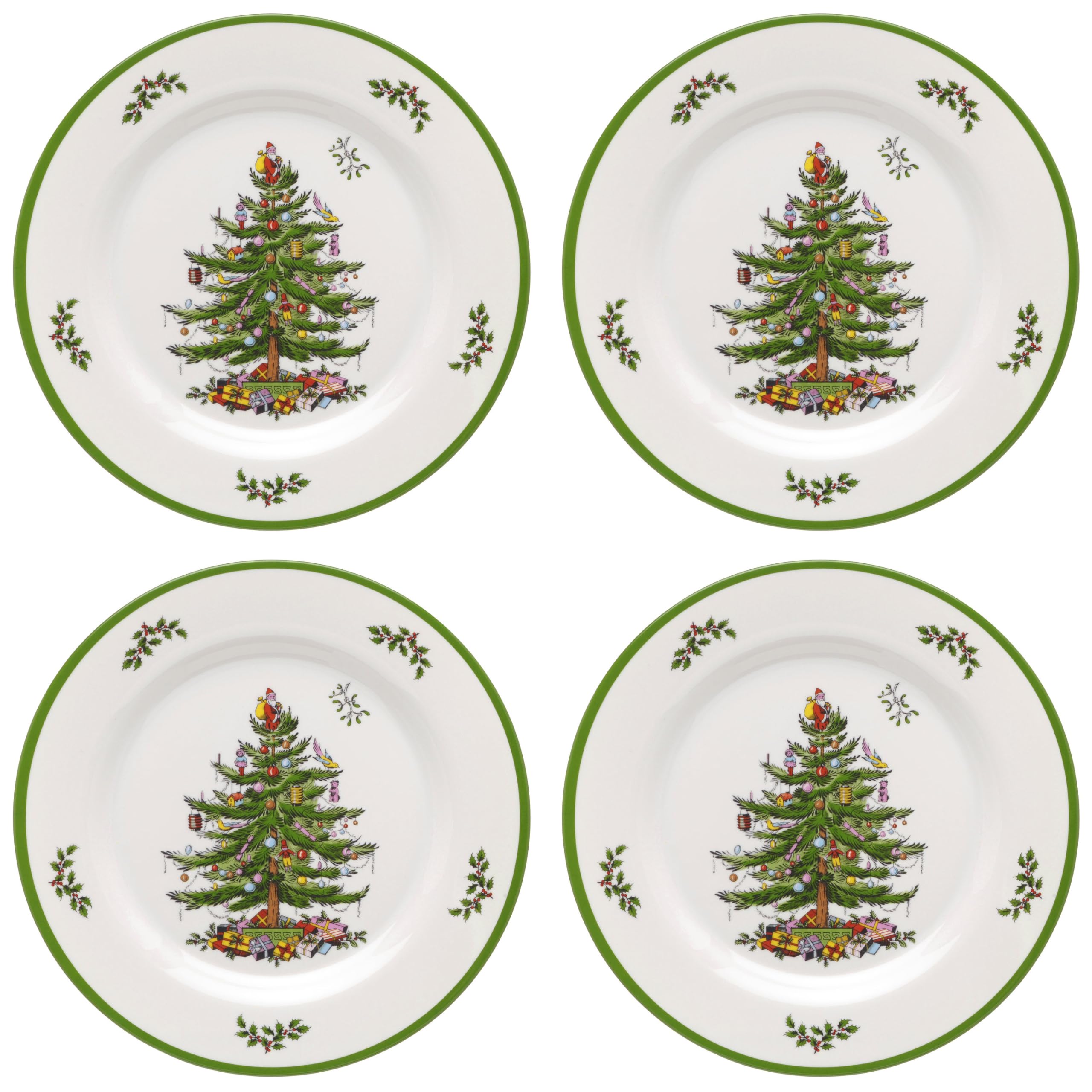 Spode Árbol de Navidad plato de ensalada 8 pulgadas, colorido y práctico.