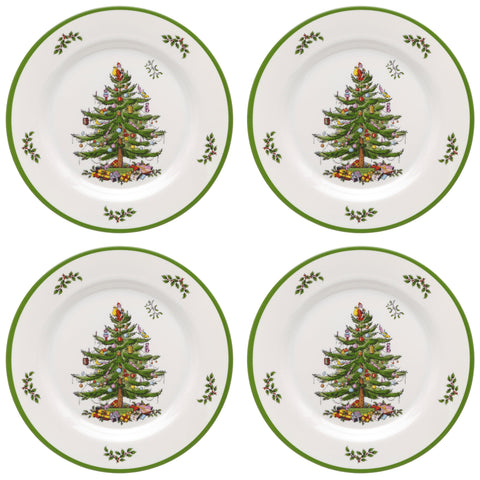 Spode Árbol de Navidad plato de ensalada 8 pulgadas, colorido y práctico.