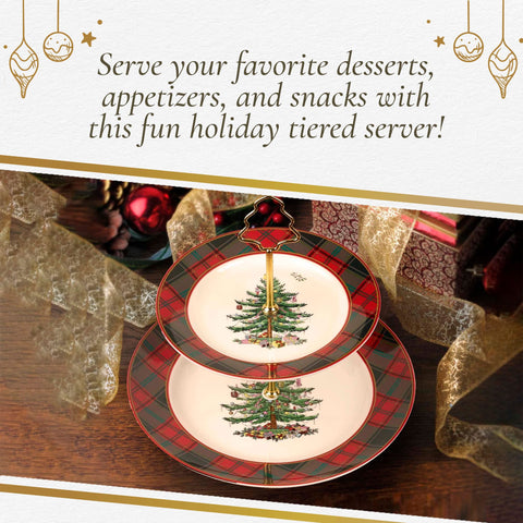Spode Árbol Navidad Tartan - ideal para dulces y postres pequeños