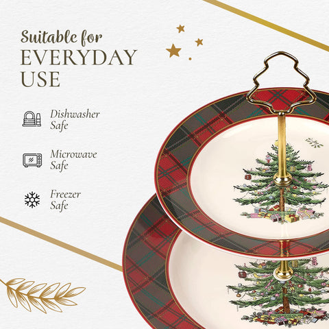 Spode Árbol Navidad Tartan - apto para lavavajillas y microondas facilita limpieza