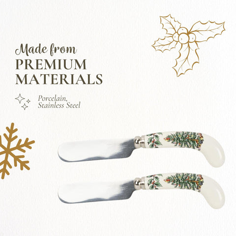 Spode Árbol de Navidad: cuchillos para untar mermelada, útil en desayunos festivos