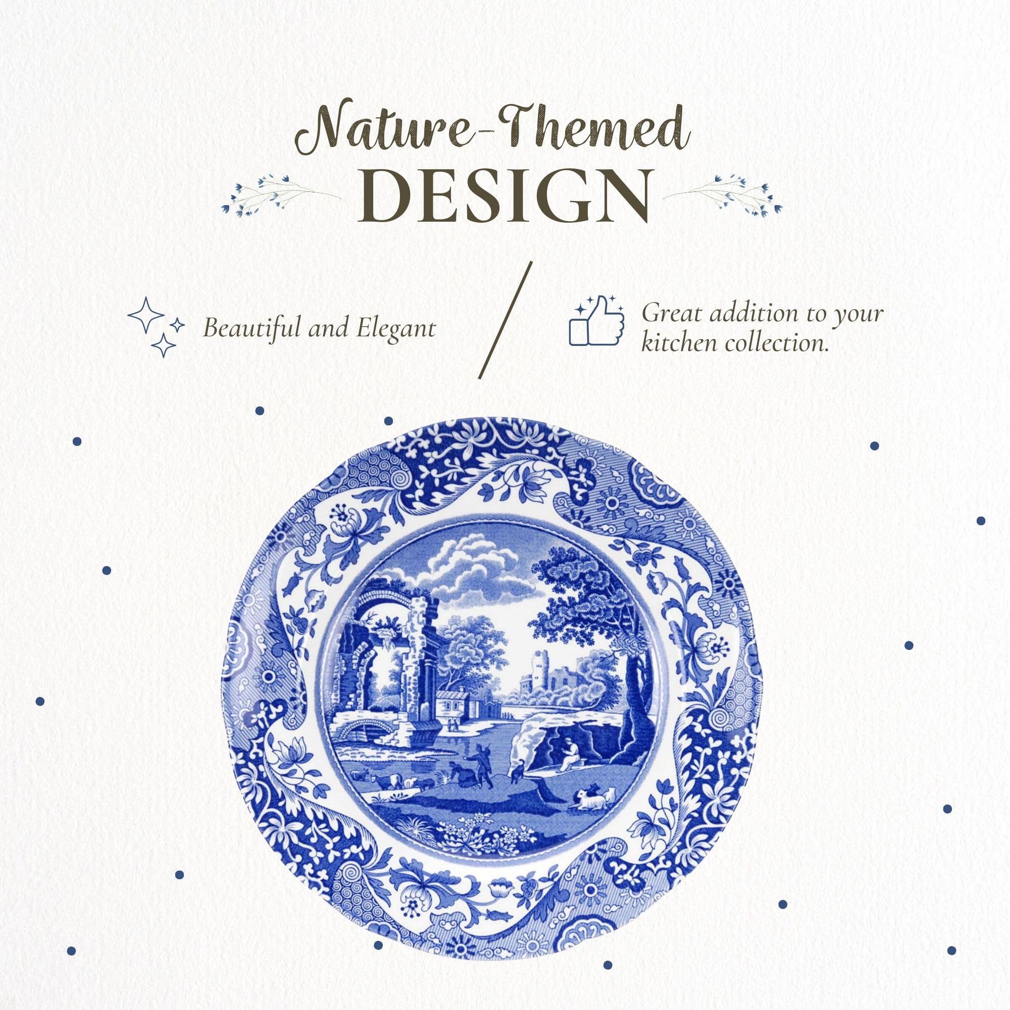 Spode Azul Italiano dibujo pastoral con figuras históricas de estilo oriental.