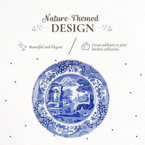 Spode Azul Italiano dibujo pastoral con figuras históricas de estilo oriental.