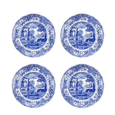 Spode Azul Italiano plato de ensalada de 7,25 pulgadas, juego de 4 para comidas elegantes.