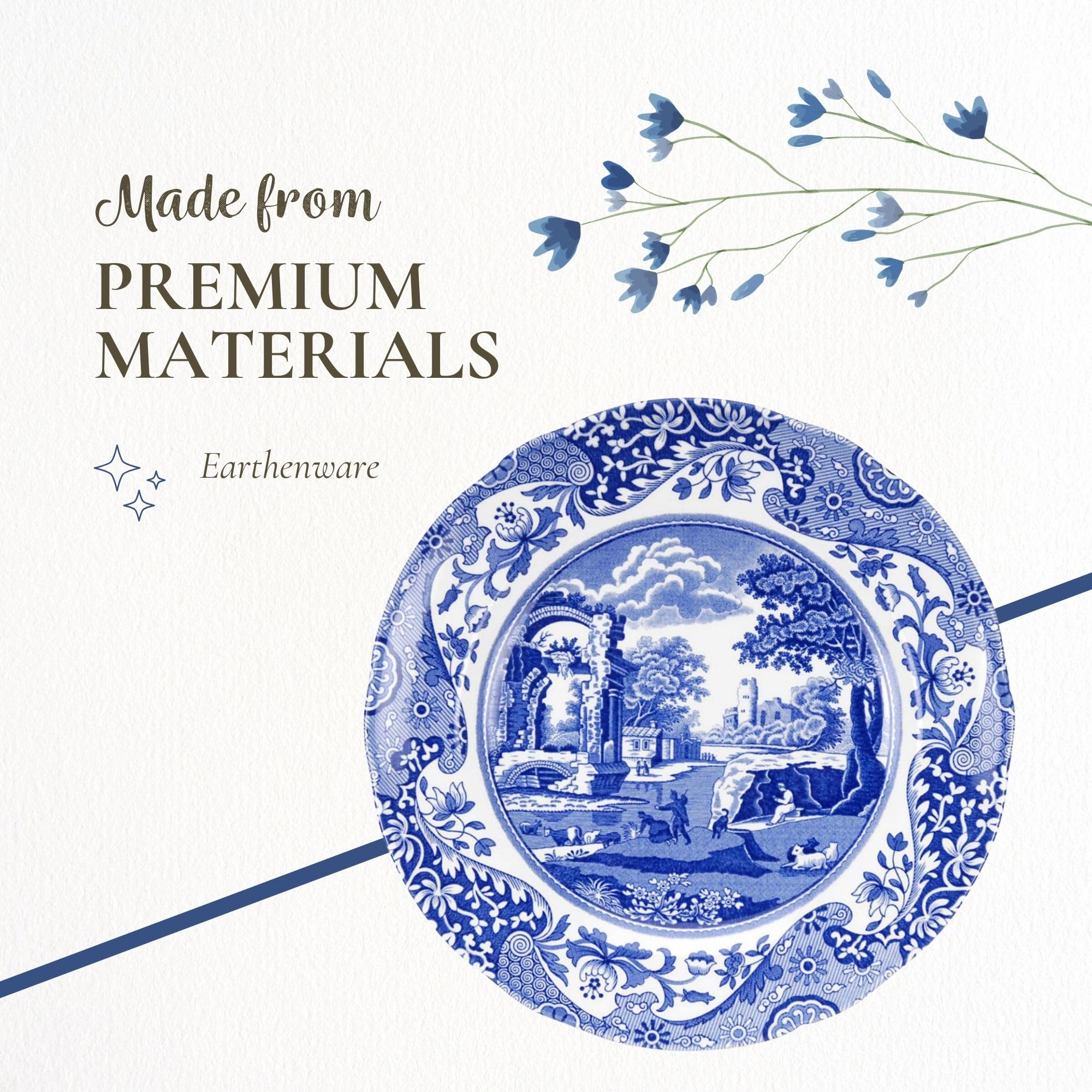 Spode Azul Italiano uso diario, apto microondas para calentar platos.