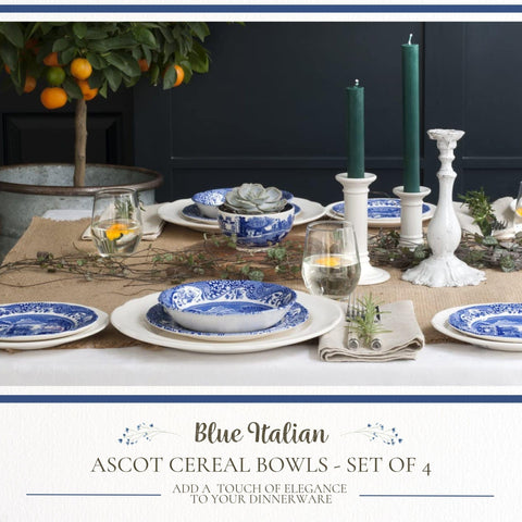 Spode Blue Italian Ascot tazon de cereal con escena rural