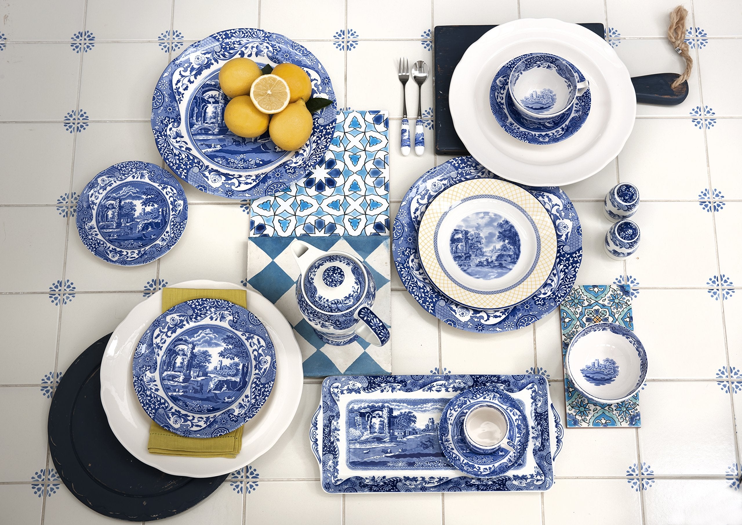 Spode Blue Italian Ascot tazon de cereal con borde Imari para sopa