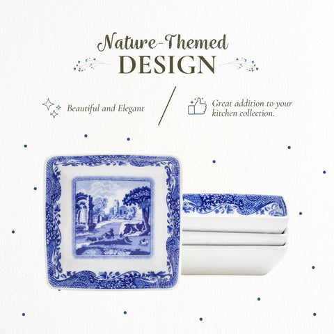 Spode Blue Italian: juego de 4 mini platos para aperitivos con estilo.