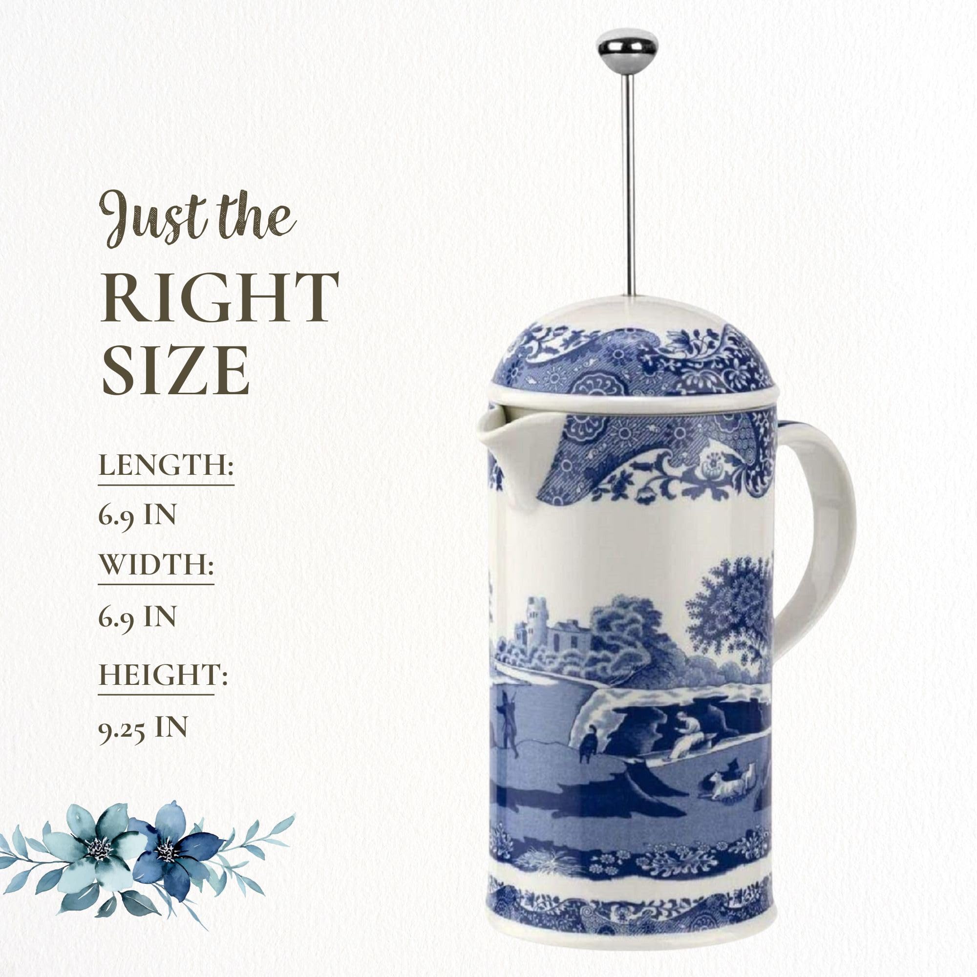 Regalo elegante: prensa francesa Spode Blue Italian para amantes del café.