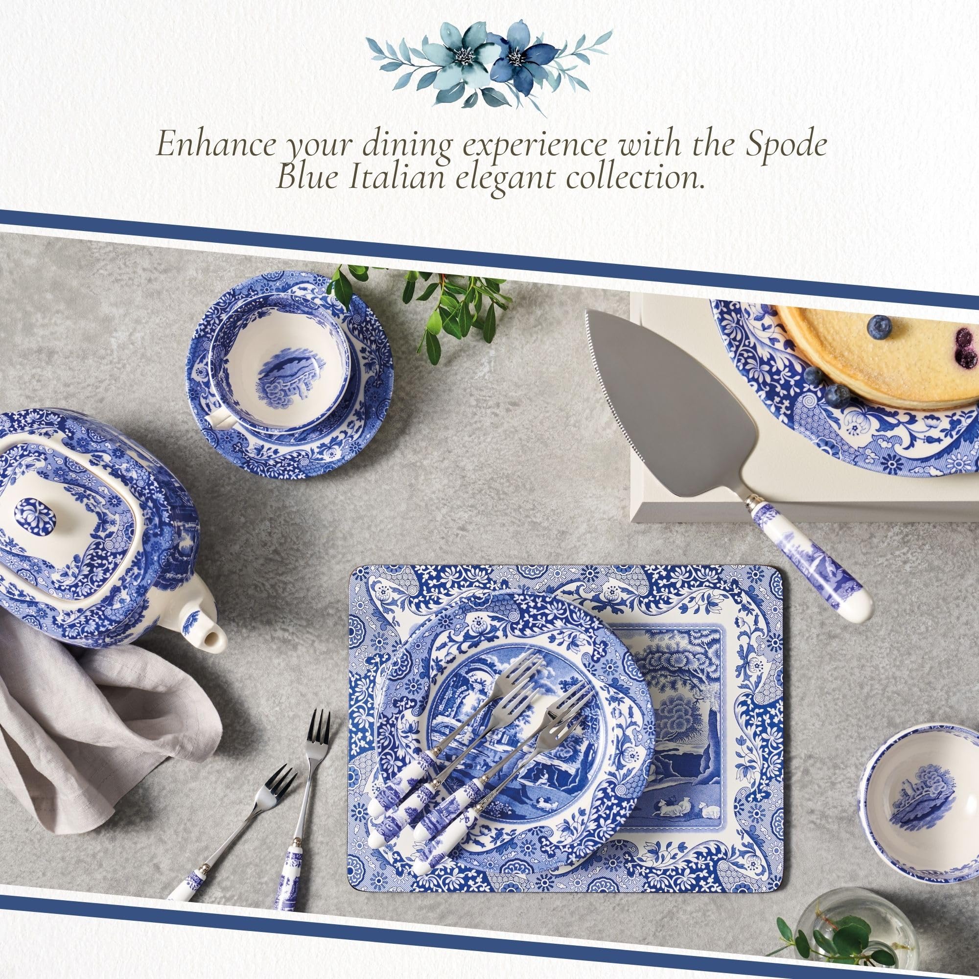 Spode Blue Italian, para tartas y postres en eventos y reuniones.