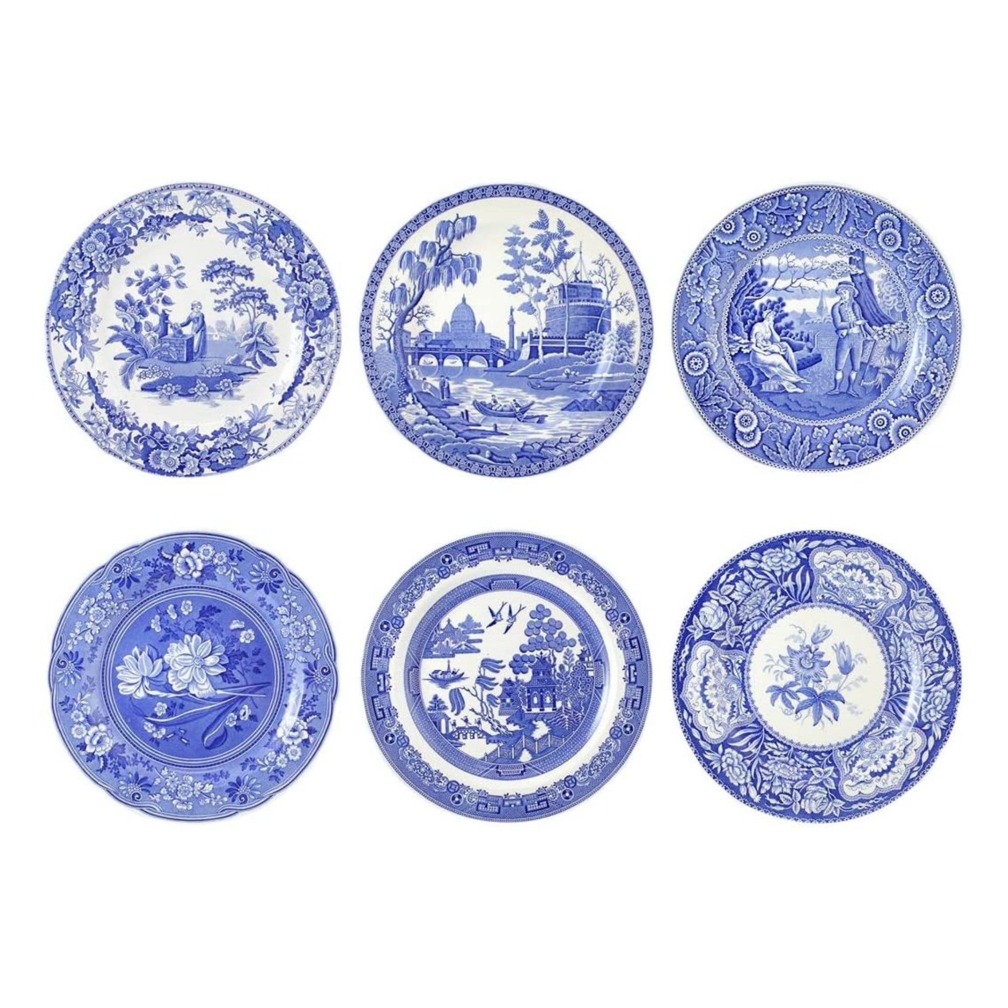 Plato Spode Blue Room Georgian con motivo botánico, ideal para decoración elegante
