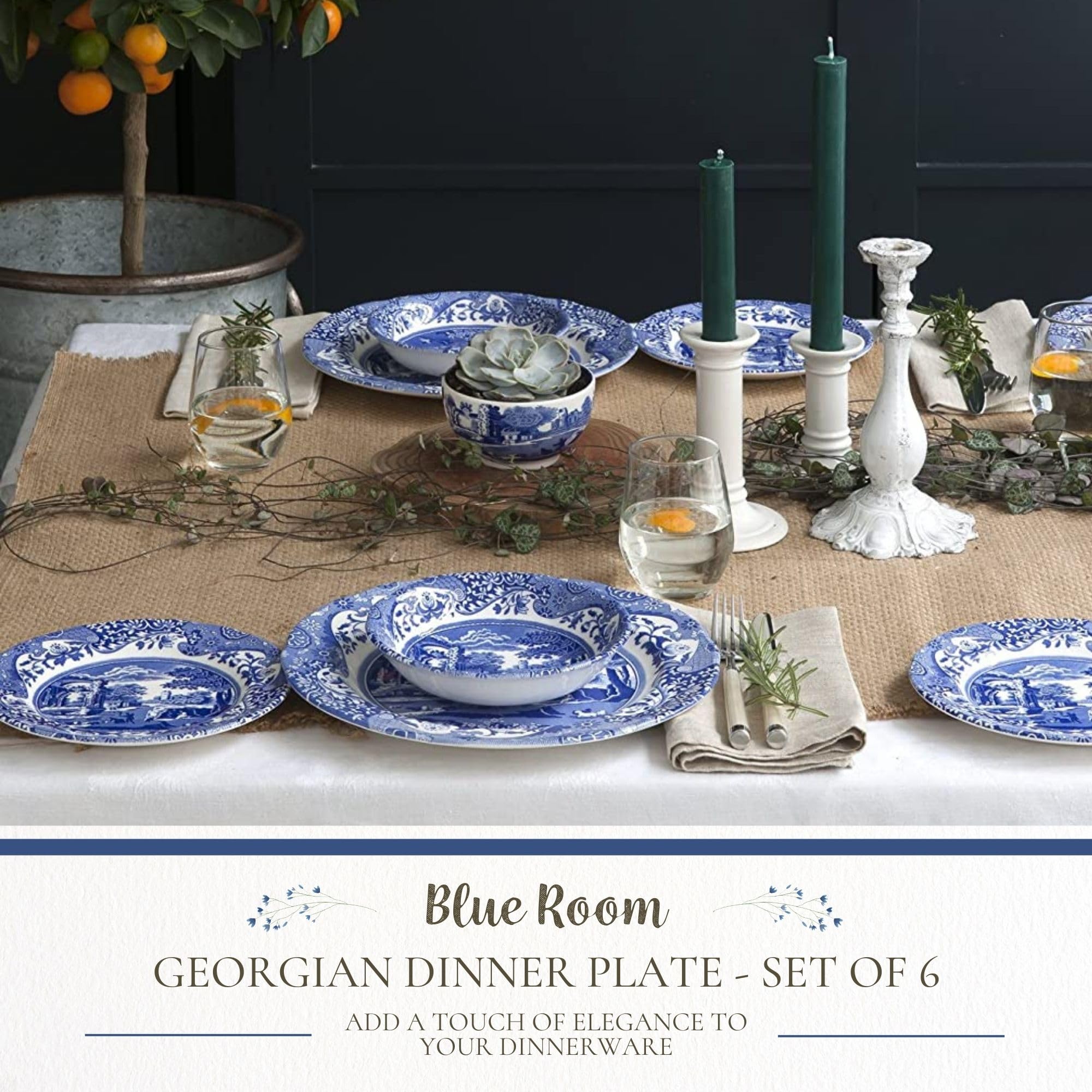 Plato Spode Blue Room Georgian con motivos históricos, para mesa formal