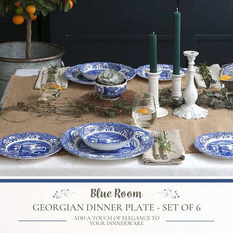 Plato Spode Blue Room Georgian con motivos históricos, para mesa formal