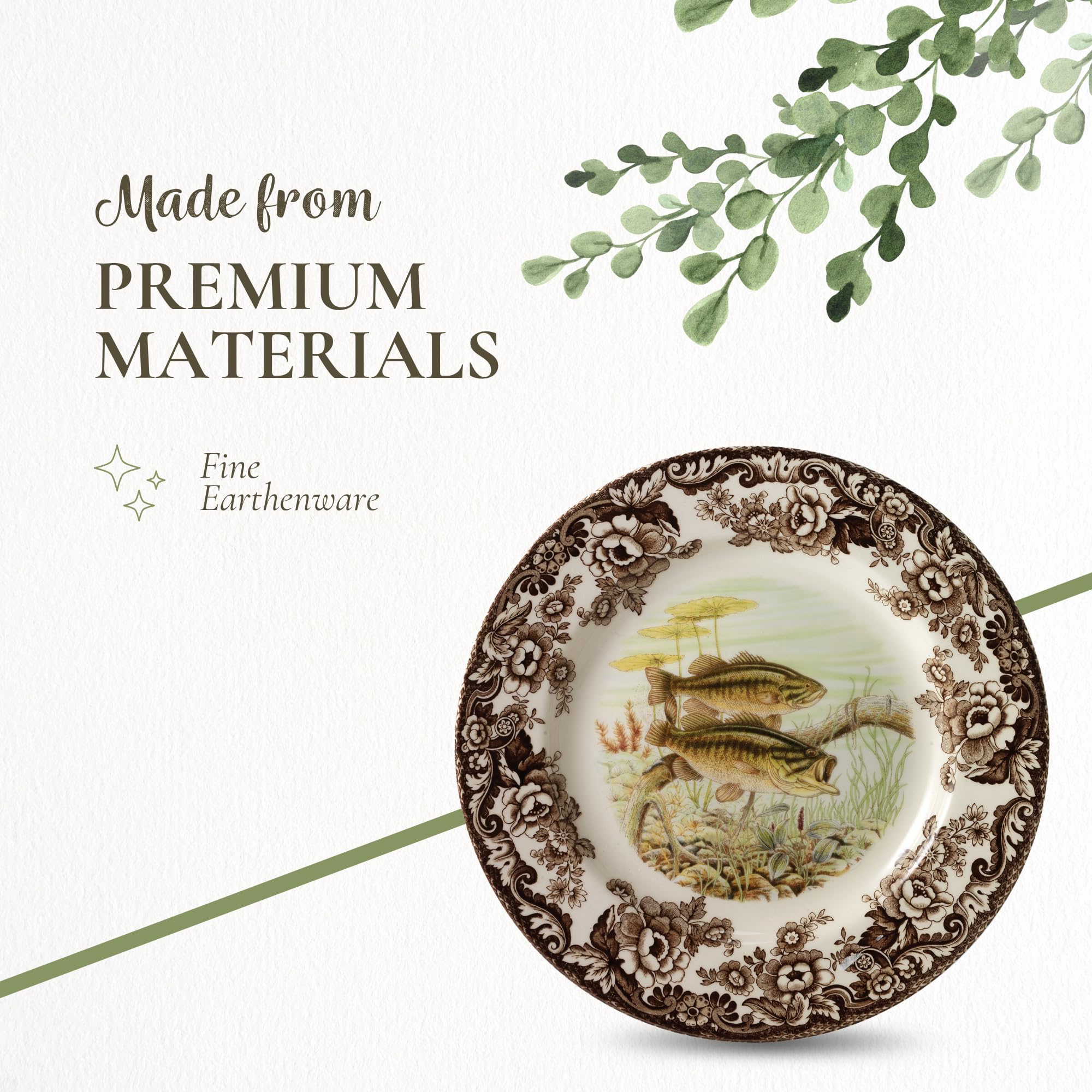 Spode Bosque Cerámica Fina: duradero para uso diario en lavavajillas y microondas.