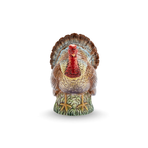 Spode bote salsa en forma de pavo con cucharón para servir salsas festivas.