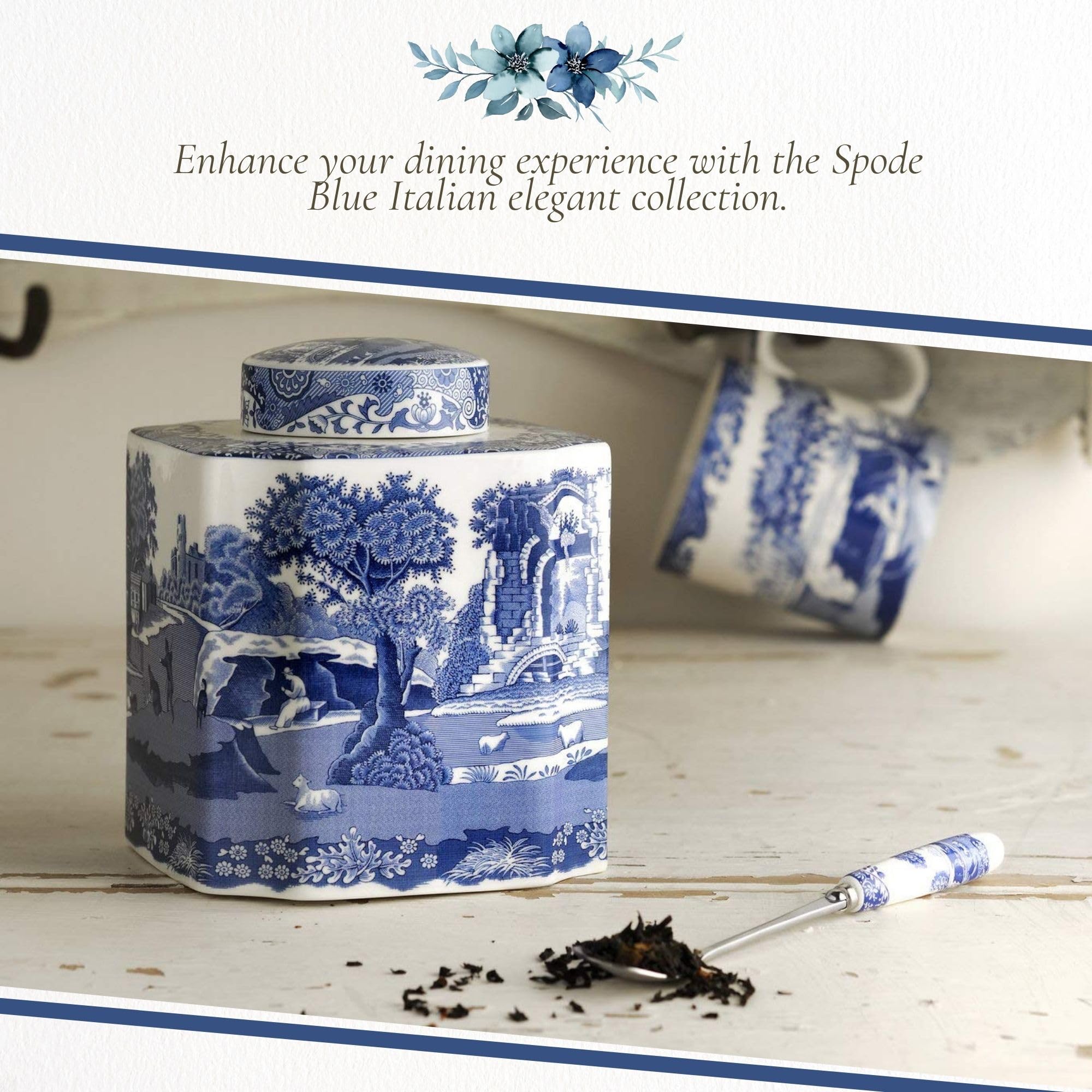 Presentación lista para regalo en caja de Spode Blue Italian