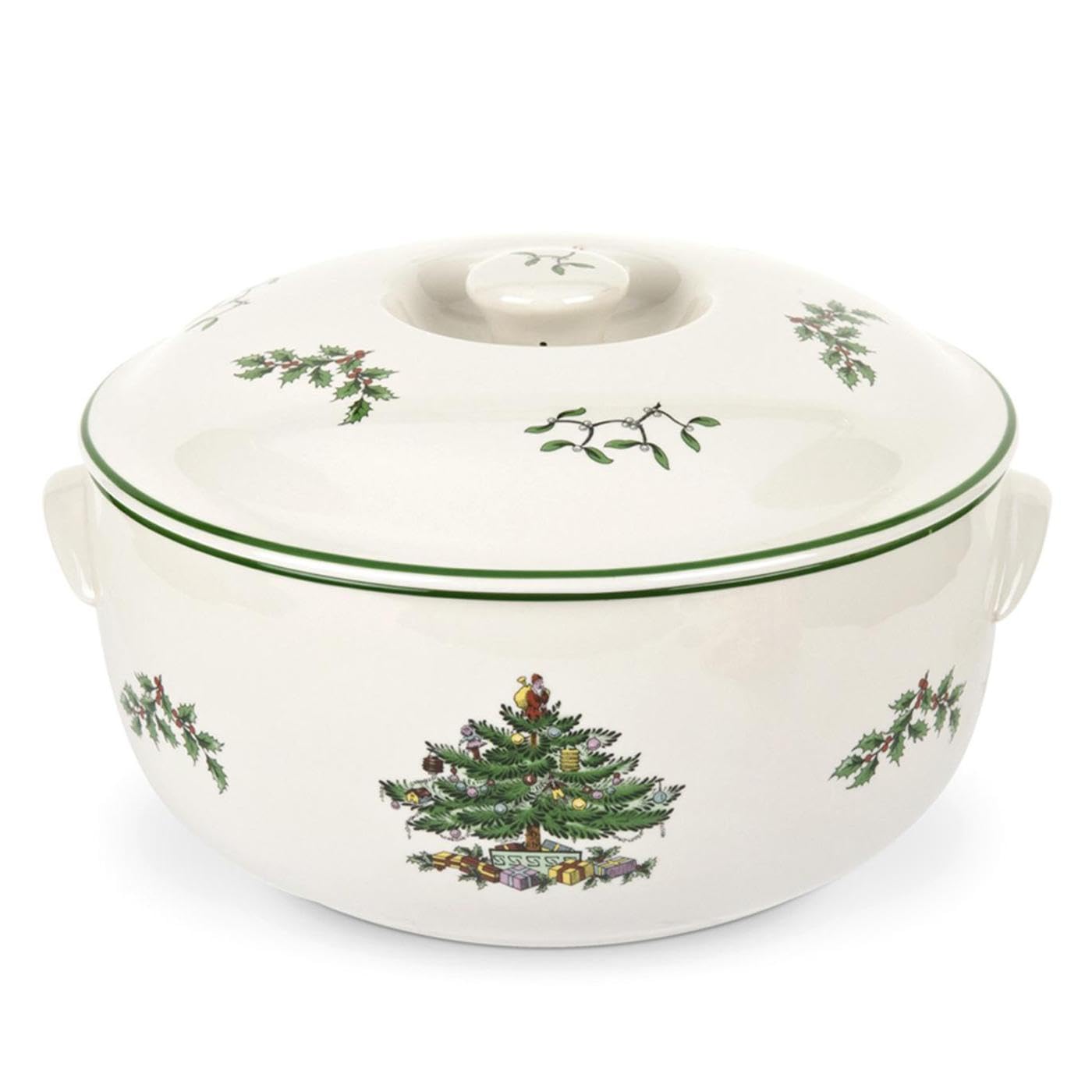 Cazuela redonda Spode con tapa lista para servir guarniciones festivas