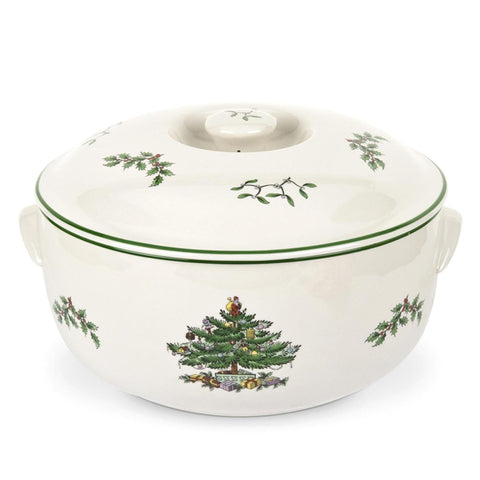 Cazuela redonda Spode con tapa lista para servir guarniciones festivas