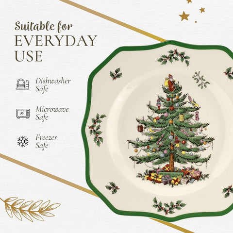 Mesa festiva con Spode: plato grande ideal para servir platos principales.