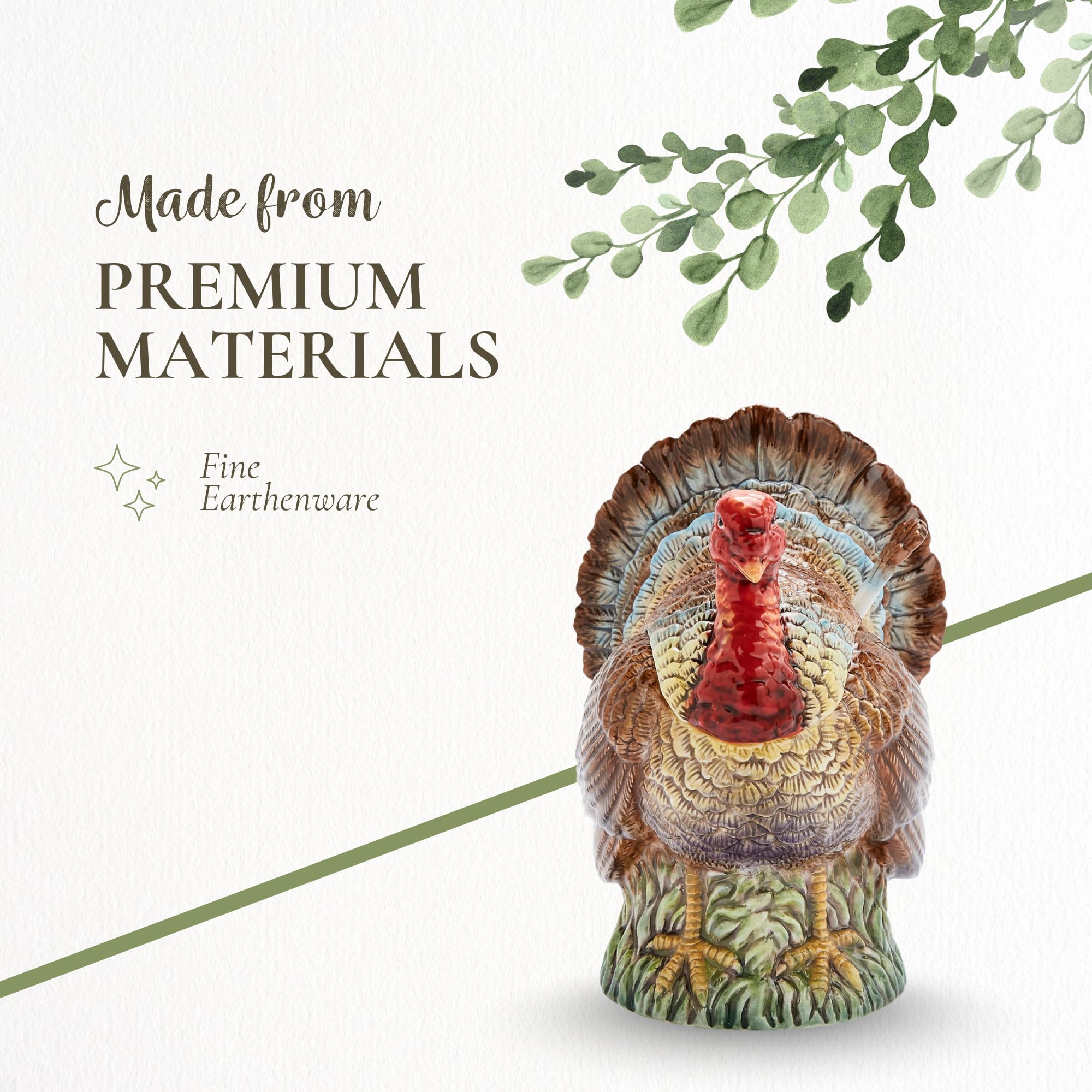 Spode centro de mesa con pavo decorativo y dolomita.