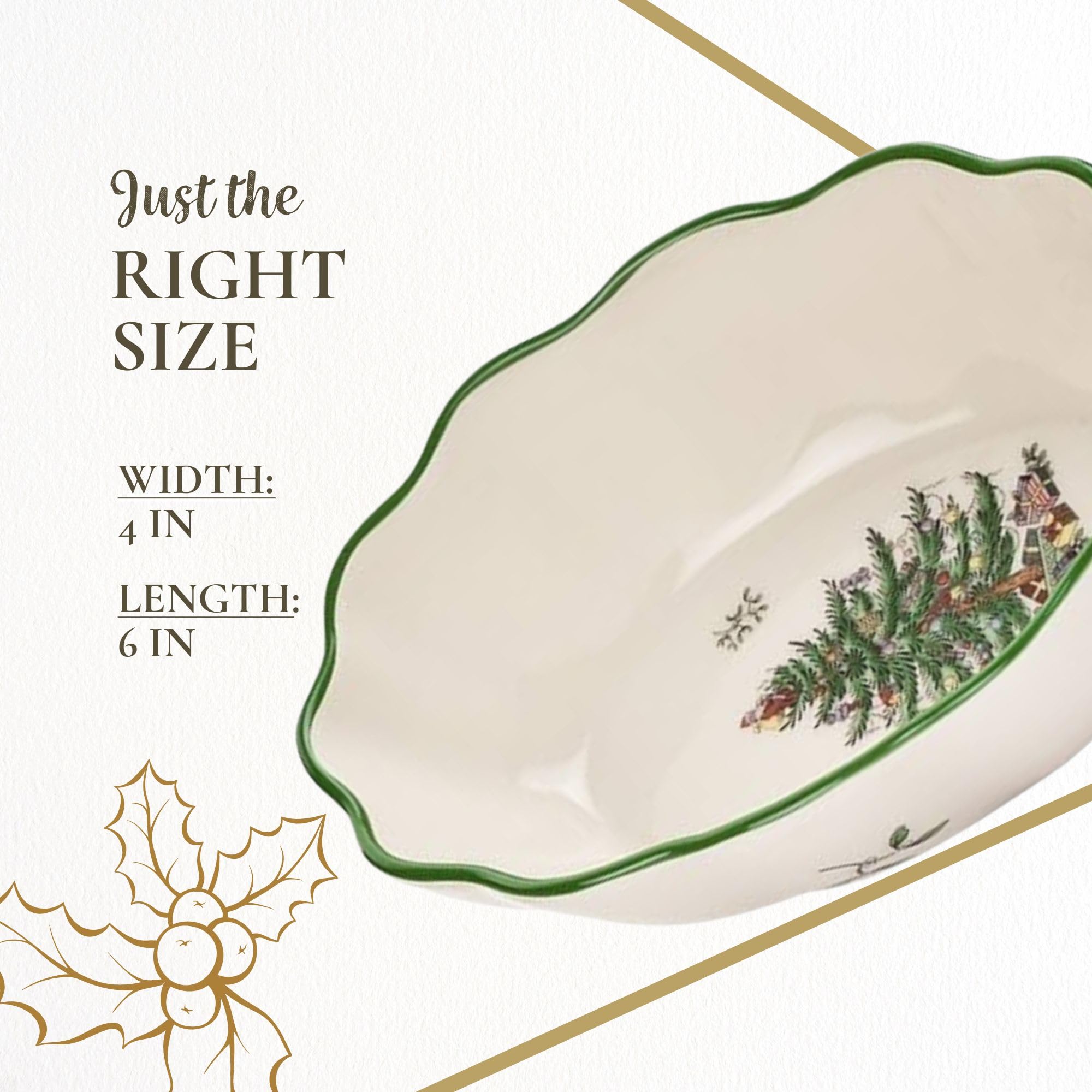 Bandeja de postres Spode Christmas Tree, muestra dulces con elegancia