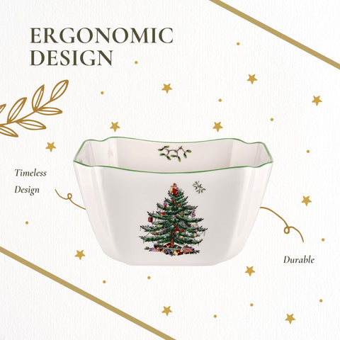 Spode Christmas Tree, presentación navideña elegante para la mesa.