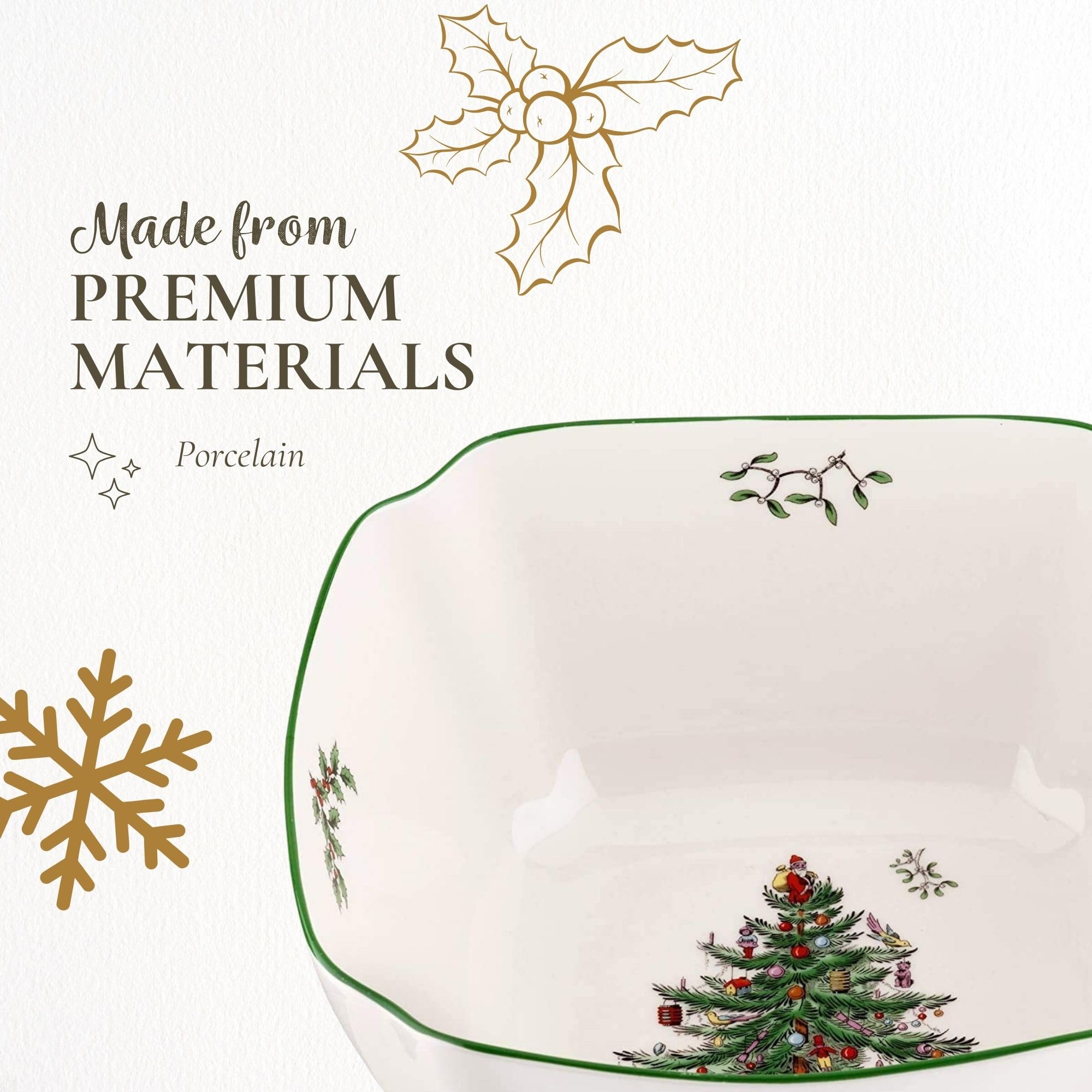 Spode Christmas Tree, porcelana duradera, apta para microondas.
