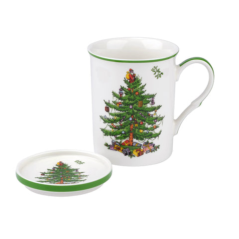 Taza Spode Christmas Tree de 12 onzas para café festivo.