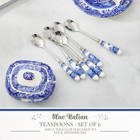 Conjunto de 6 cucharas Spode Blue Italian para té y postre
