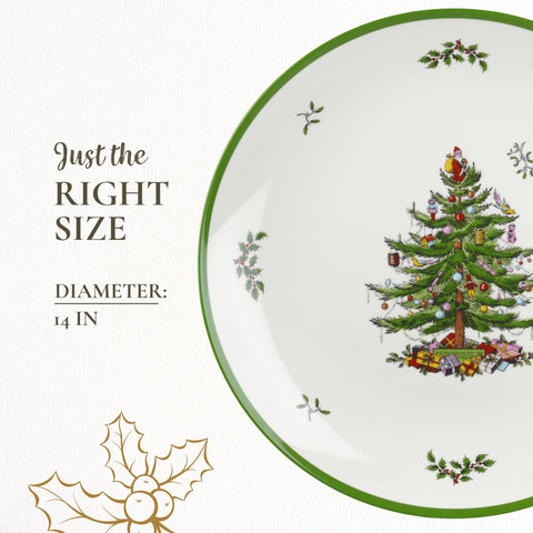 Spode Diseño Clásico Arbol Navidad Verde Blanco.