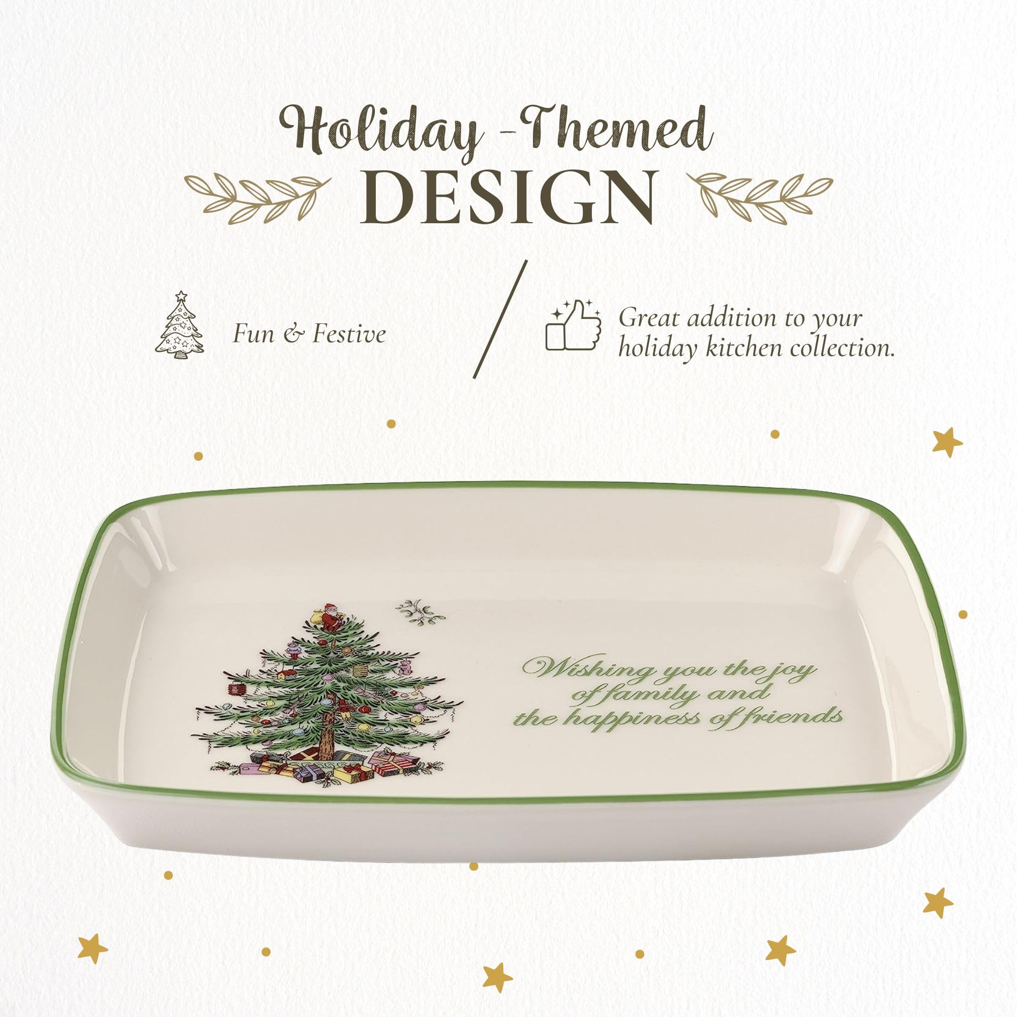 Spode Dulces Navidad Bandeja Sentimiento Rectangular ideal para dulces y pequeños caprichos.