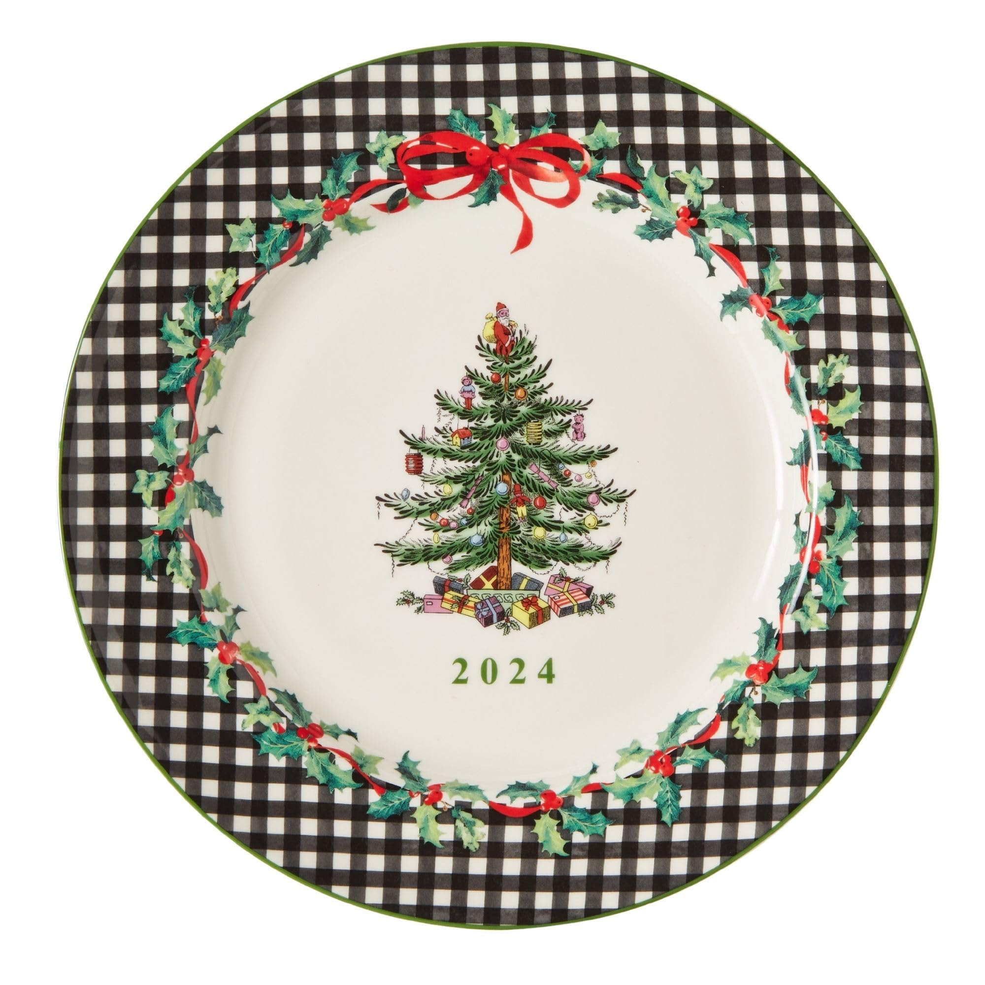 Spode platillo coleccionable Navidad con borde exclusivo para exhibición elegante.