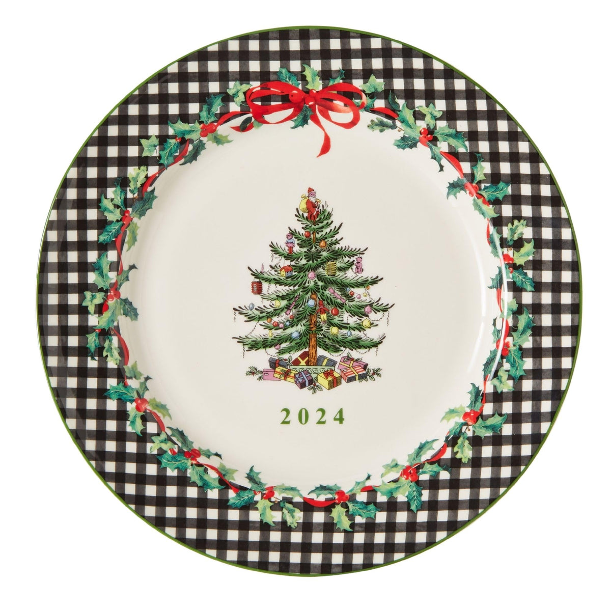 Spode platillo coleccionable Navidad con borde exclusivo para exhibición elegante.